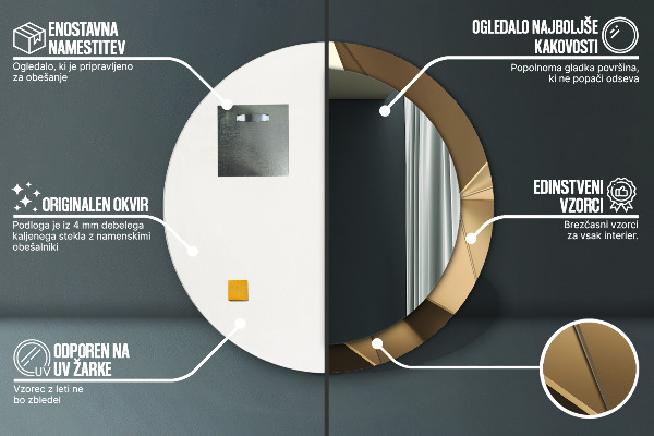 Lustro z drukowaną ramką okrągłe Nowoczesna abstrakcja