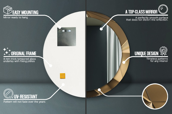 Lustro z drukowaną ramką okrągłe Nowoczesna abstrakcja