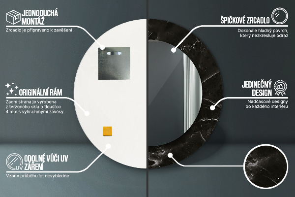 Lustro ścienne dekoracyjne okrągłe Kamień marmurowy
