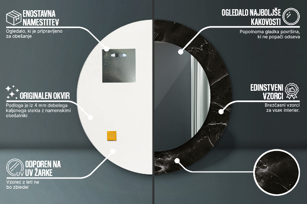 Lustro ścienne dekoracyjne okrągłe Kamień marmurowy