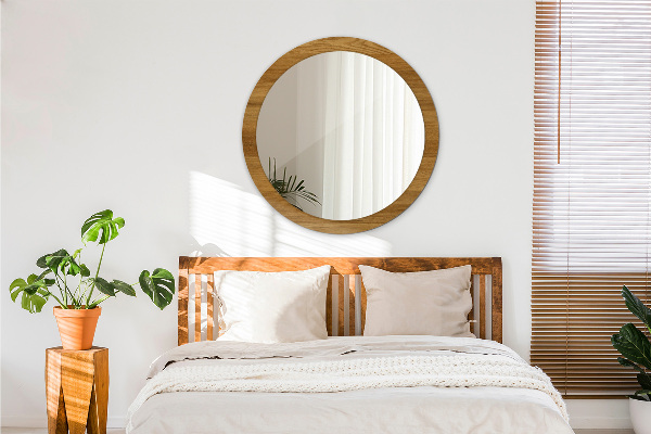 Lustro ścienne dekoracyjne okrągłe Rustykalny dąb