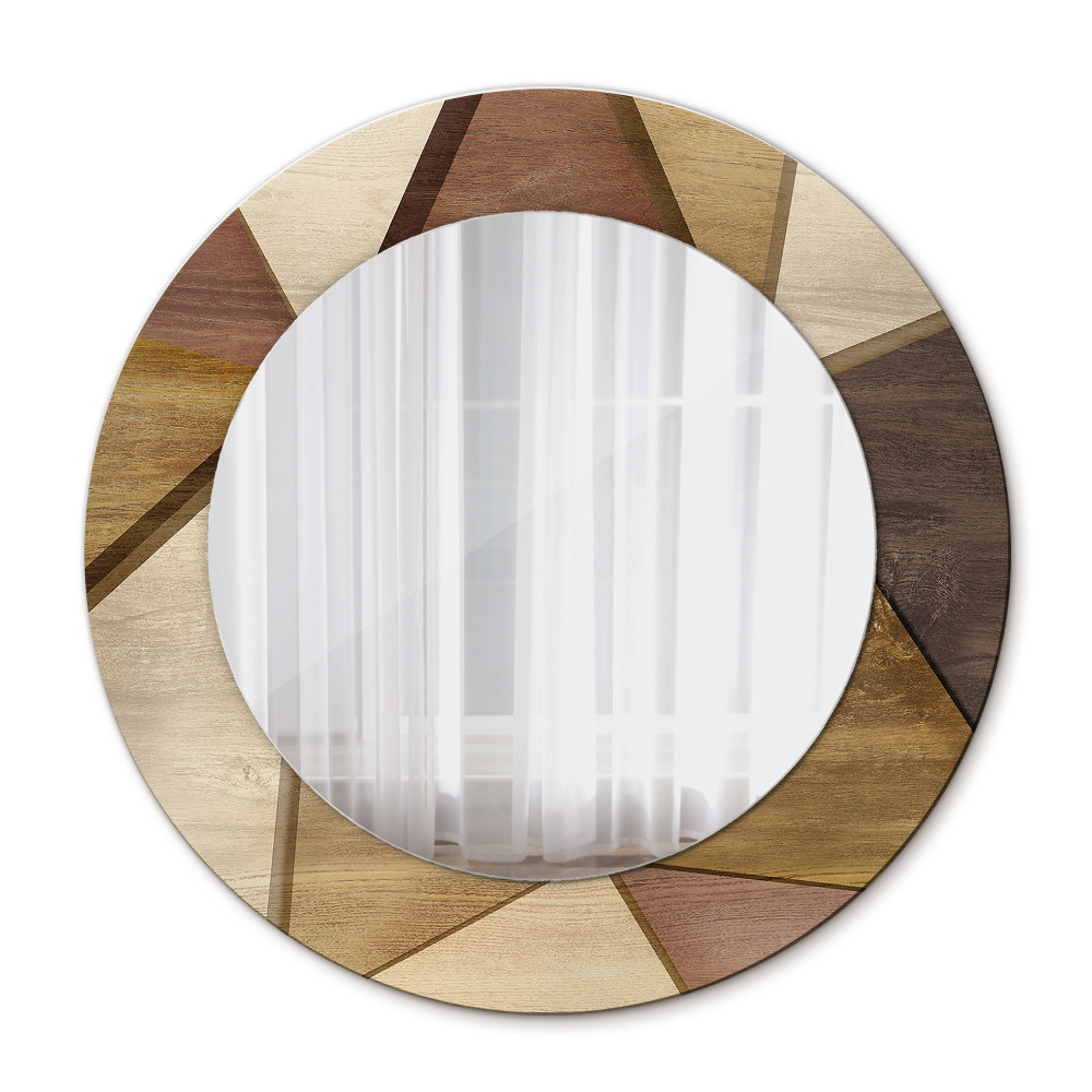 Lustro ścienne dekoracyjne okrągłe Geometryczne drewno 3d