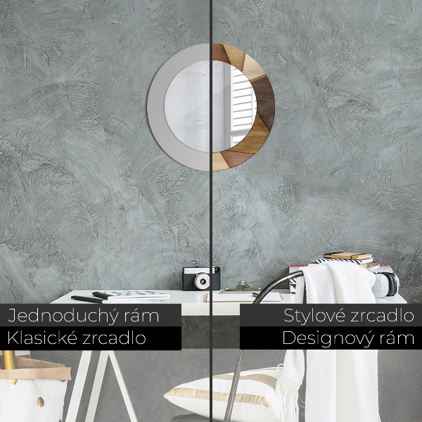 Lustro ścienne dekoracyjne okrągłe Geometryczne drewno 3d