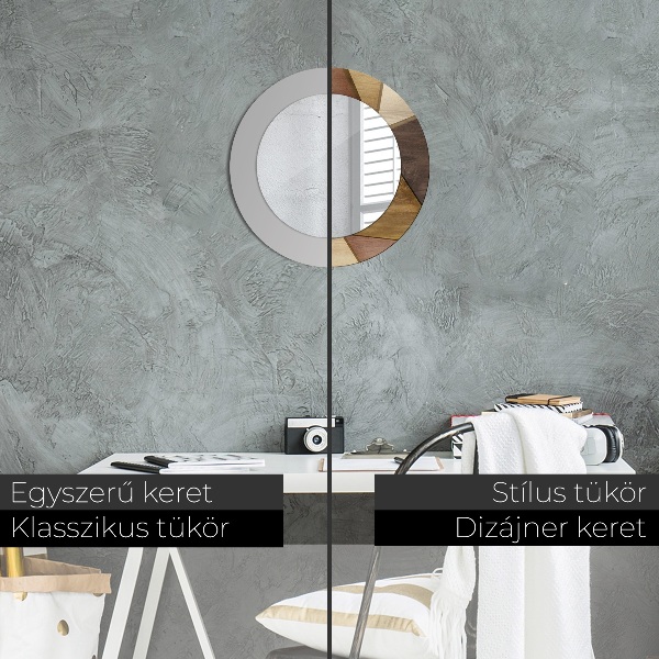 Lustro ścienne dekoracyjne okrągłe Geometryczne drewno 3d