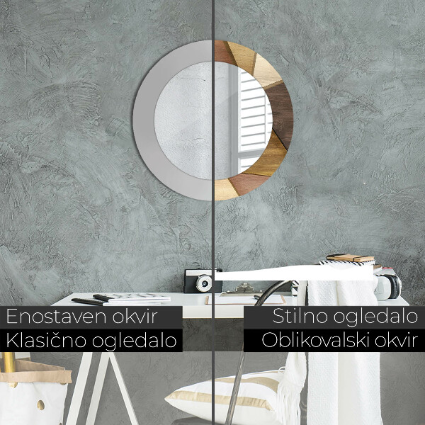 Lustro ścienne dekoracyjne okrągłe Geometryczne drewno 3d