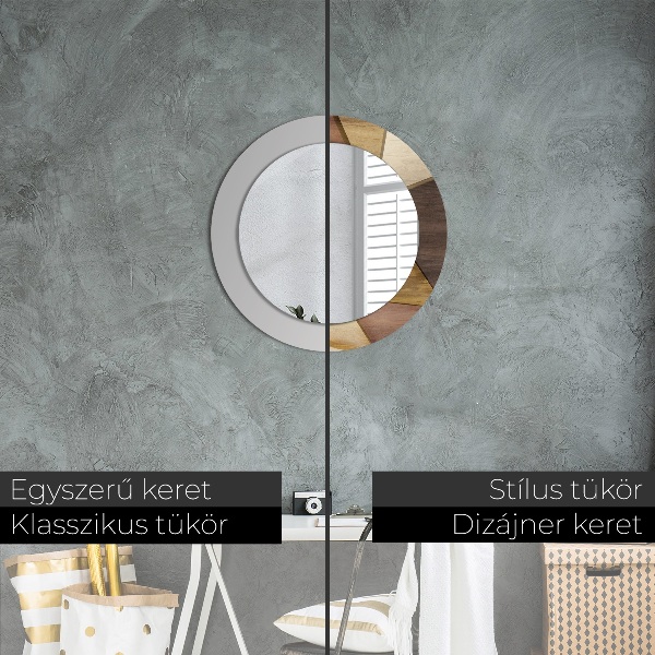 Lustro ścienne dekoracyjne okrągłe Geometryczne drewno 3d