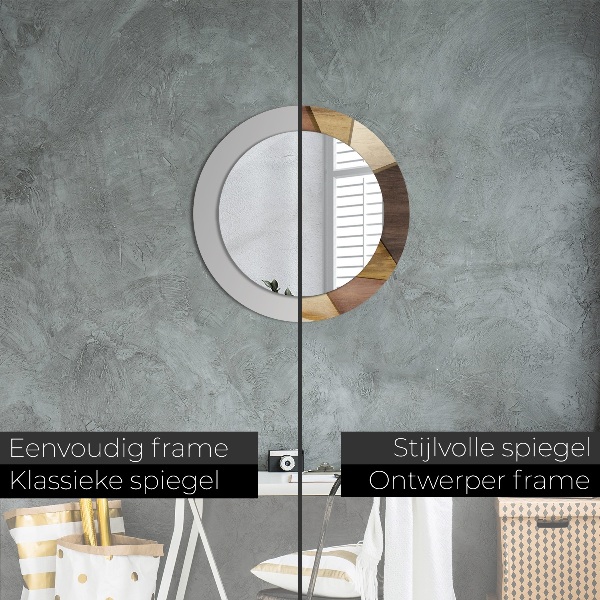 Lustro ścienne dekoracyjne okrągłe Geometryczne drewno 3d