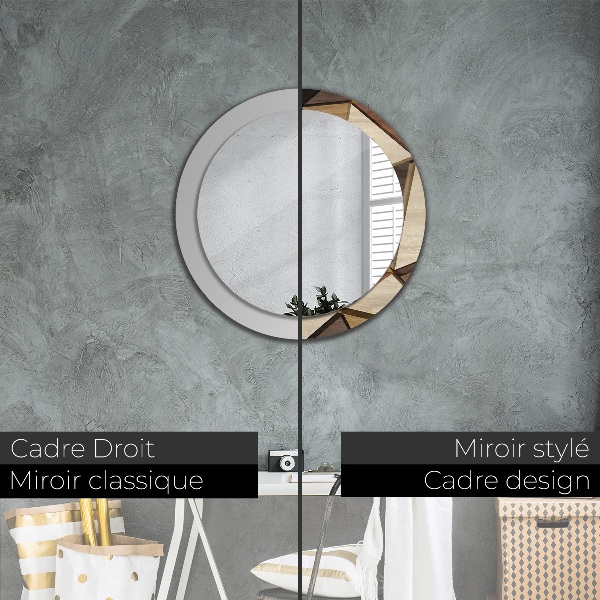 Lustro ścienne dekoracyjne okrągłe Geometryczne drewno 3d