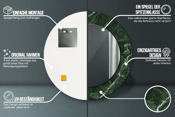 Lustro ścienne dekoracyjne okrągłe Zielony marmur