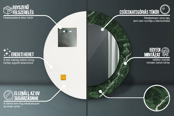 Lustro ścienne dekoracyjne okrągłe Zielony marmur