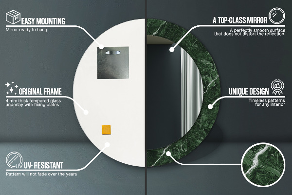 Lustro ścienne dekoracyjne okrągłe Zielony marmur