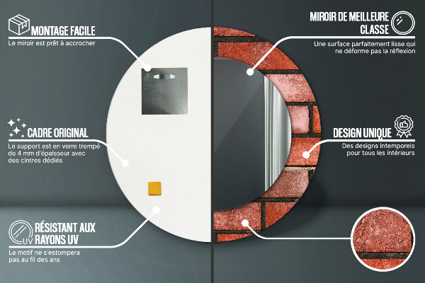 Lustro ścienne dekoracyjne okrągłe Czerwona cegła