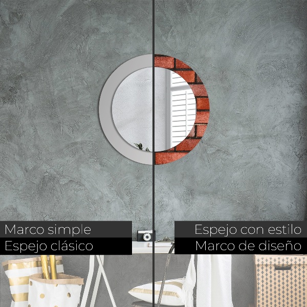 Lustro ścienne dekoracyjne okrągłe Czerwona cegła