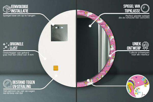 Lustro ścienne dekoracyjne okrągłe Magiczny jednorożec