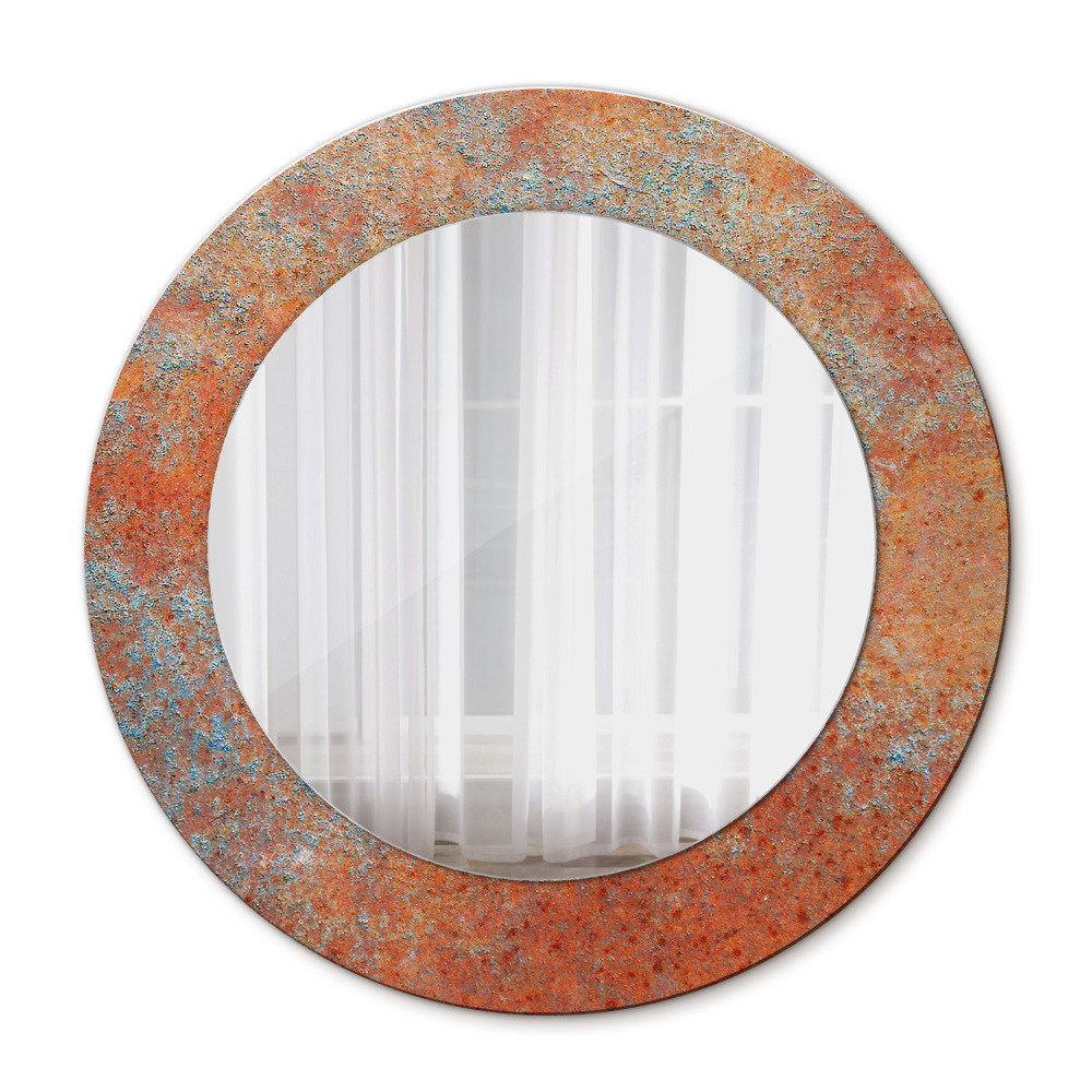 Lustro ścienne dekoracyjne okrągłe Rdzawy metal