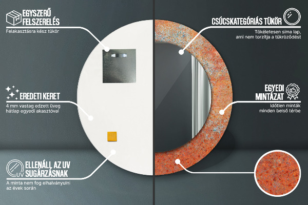 Lustro ścienne dekoracyjne okrągłe Rdzawy metal
