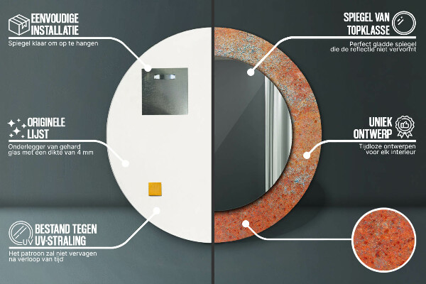 Lustro ścienne dekoracyjne okrągłe Rdzawy metal