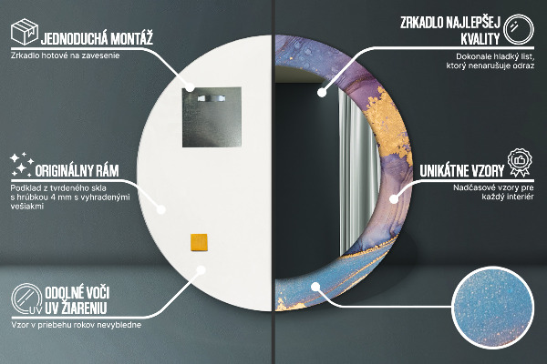 Lustro ścienne dekoracyjne okrągłe Marmurowy kamień