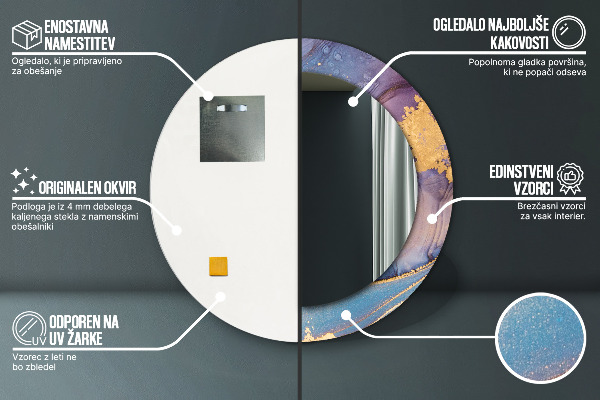 Lustro ścienne dekoracyjne okrągłe Marmurowy kamień