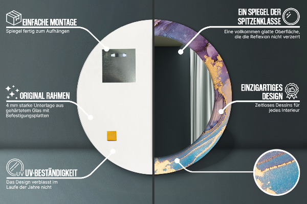 Lustro ścienne dekoracyjne okrągłe Marmurowy kamień