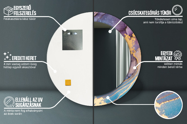 Lustro ścienne dekoracyjne okrągłe Marmurowy kamień