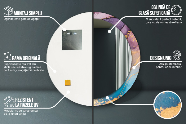 Lustro ścienne dekoracyjne okrągłe Marmurowy kamień