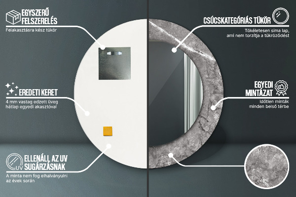 Lustro ścienne dekoracyjne okrągłe Rustykalny marmur