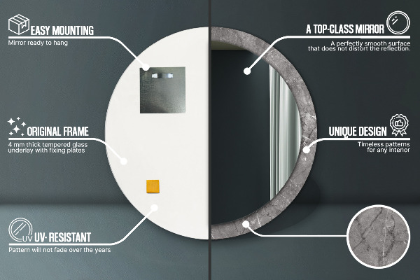 Lustro ścienne dekoracyjne okrągłe Rustykalny marmur