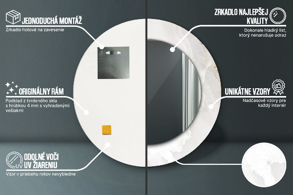 Lustro ścienne dekoracyjne okrągłe Błyszczący marmur