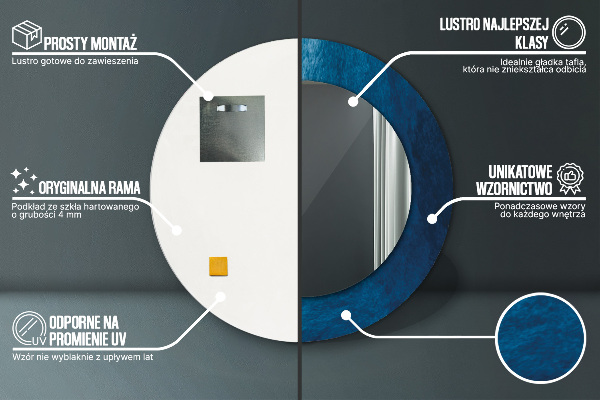 Lustro z drukowaną ramką okrągłe Abstrakcyjna sztuka