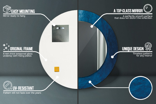 Lustro z drukowaną ramką okrągłe Abstrakcyjna sztuka
