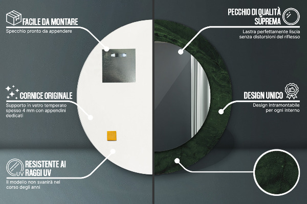 Lustro ścienne dekoracyjne okrągłe Zielony marmur