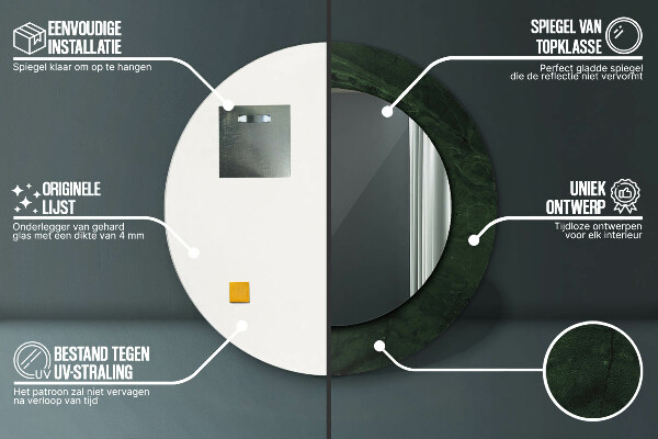 Lustro ścienne dekoracyjne okrągłe Zielony marmur