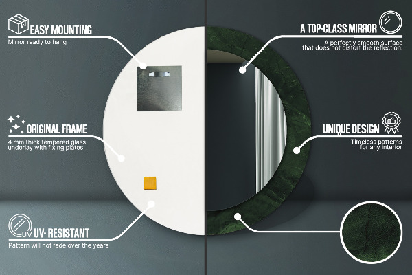 Lustro ścienne dekoracyjne okrągłe Zielony marmur