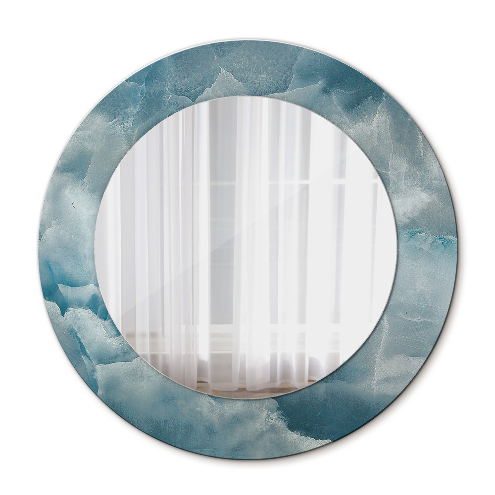 Lustro ścienne dekoracyjne okrągłe Niebieski marmur onyksowy