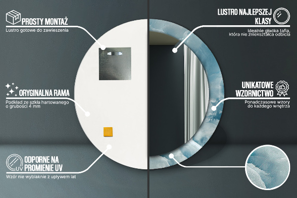 Lustro ścienne dekoracyjne okrągłe Niebieski marmur onyksowy
