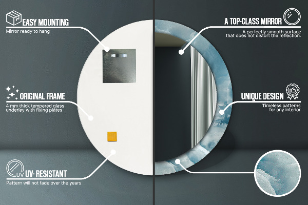 Lustro ścienne dekoracyjne okrągłe Niebieski marmur onyksowy