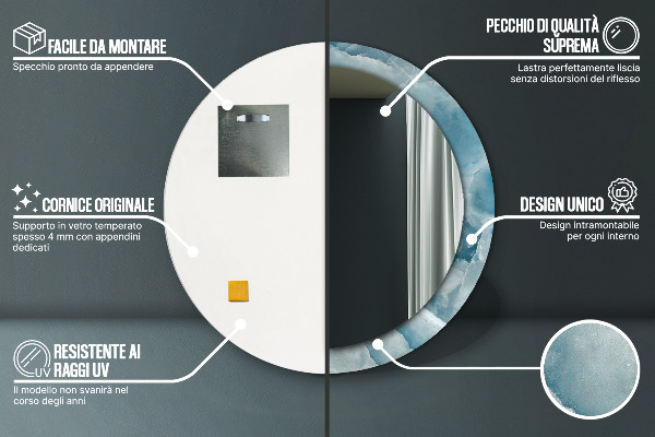 Lustro ścienne dekoracyjne okrągłe Niebieski marmur onyksowy