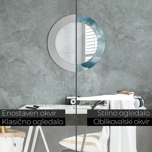 Lustro ścienne dekoracyjne okrągłe Niebieski marmur onyksowy