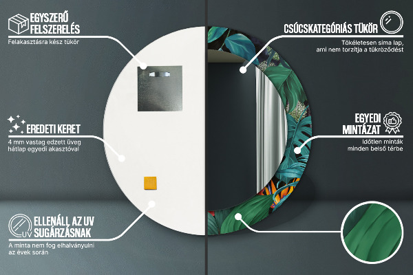 Lustro ścienne dekoracyjne okrągłe Las w dżungli