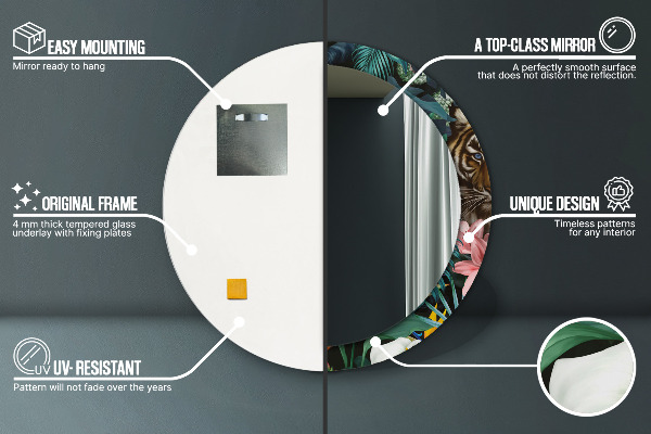 Lustro ścienne dekoracyjne okrągłe Las w dżungli