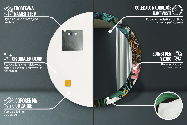 Lustro ścienne dekoracyjne okrągłe Las w dżungli