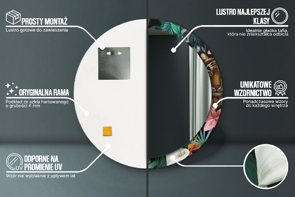 Lustro ścienne dekoracyjne okrągłe Las w dżungli