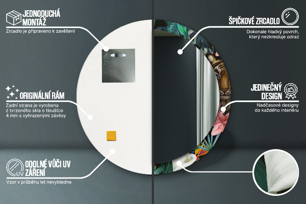 Lustro ścienne dekoracyjne okrągłe Las w dżungli