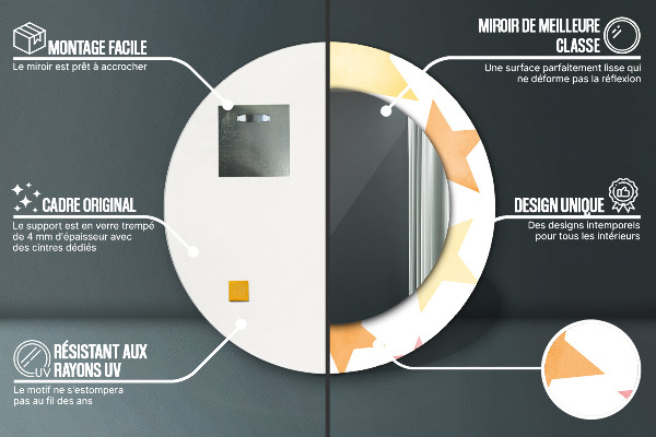 Lustro z drukowaną ramką okrągłe Pastelowe gwiazdy