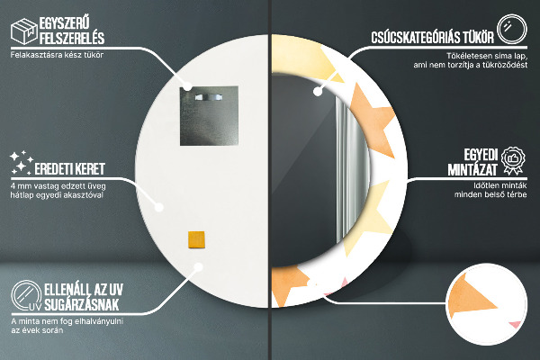 Lustro z drukowaną ramką okrągłe Pastelowe gwiazdy