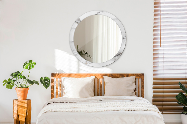 Lustro ścienne dekoracyjne okrągłe Biały marmur