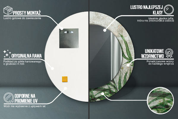 Lustro ścienne dekoracyjne okrągłe Liście paproci