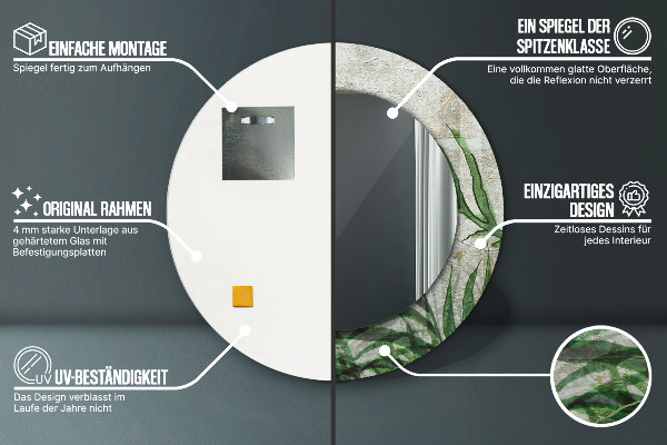 Lustro ścienne dekoracyjne okrągłe Liście paproci