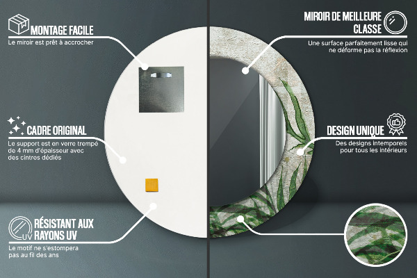 Lustro ścienne dekoracyjne okrągłe Liście paproci